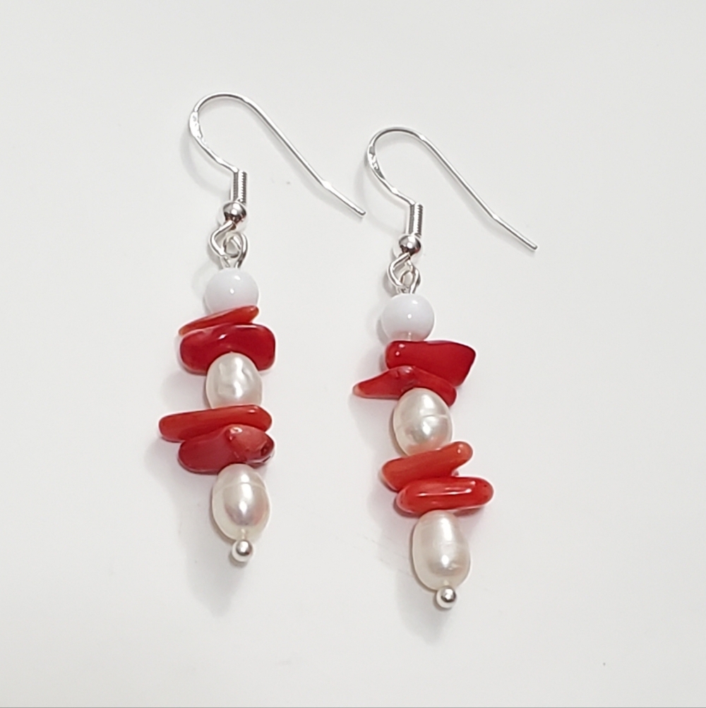 Handmade Pearls & Corals Earrings